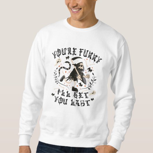 Grappige Grim Reaper Skelet Halloween Kostuum Trui (Voorkant)