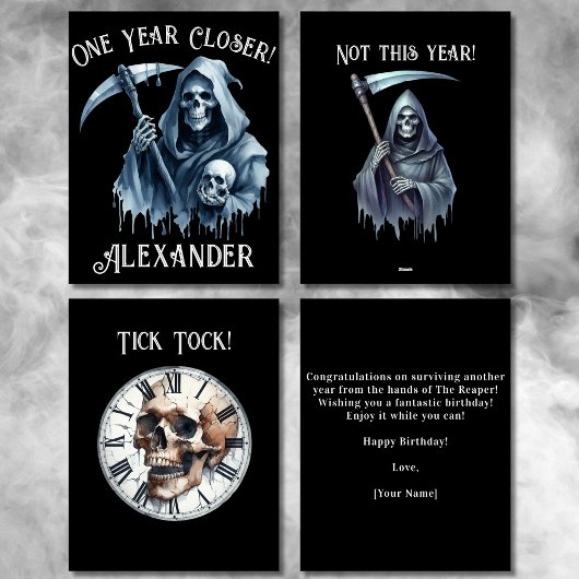 Grappige grimmige maaier voor hem verjaardag kaart