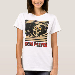 Grappige Grimmige Peeper Skelet Halloween Pun T-sh T-shirt