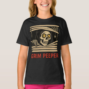 Grappige Grimmige Spiedende Skelet Halloween Puntj T-shirt
