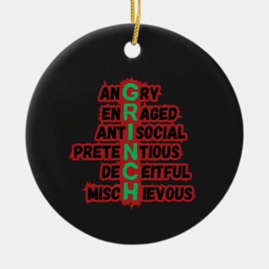 Grappige Grinch Acrostic voor echte vakantiefilm-f Keramisch Ornament (Voorkant)