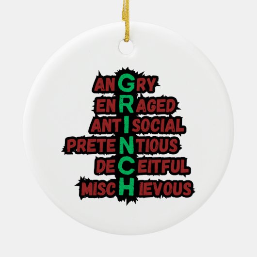 Grappige Grinch Acrostic voor echte vakantiefilm-f Keramisch Ornament (Achterkant)