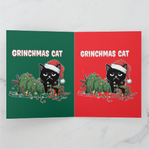 Grappige Grinchmas Kat   Chagrijnige Zwarte Kerstk Kaart