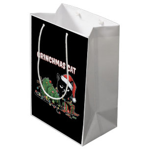 Grappige Grinchmis Kat Chagrijnige Zwarte Kerstk Medium Cadeauzakje