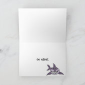 Grappige Grinning Grey Shark Cartoon Kaart (Binnen)