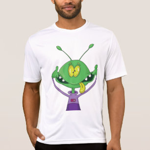 Grappige groene alien maakt gek gezicht t-shirt