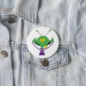 Grappige Groene Alien met een Domme Gezicht Ronde Button 7,6 Cm (In situ)