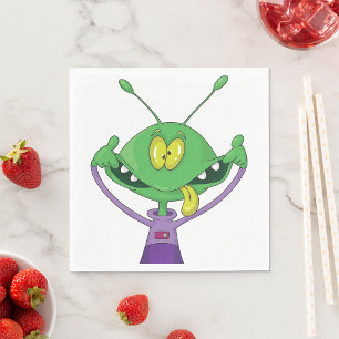 Grappige Groene Alien met een Domme Gezicht Servet