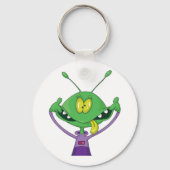 Grappige Groene Alien met een Domme Gezicht Sleutelhanger (Voorkant)