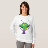 Grappige Groene Alien met een Domme Gezicht T-shirt (Voorkant volledig)