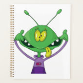 Grappige groene alien met een dwaas gezicht planner (Voorkant)