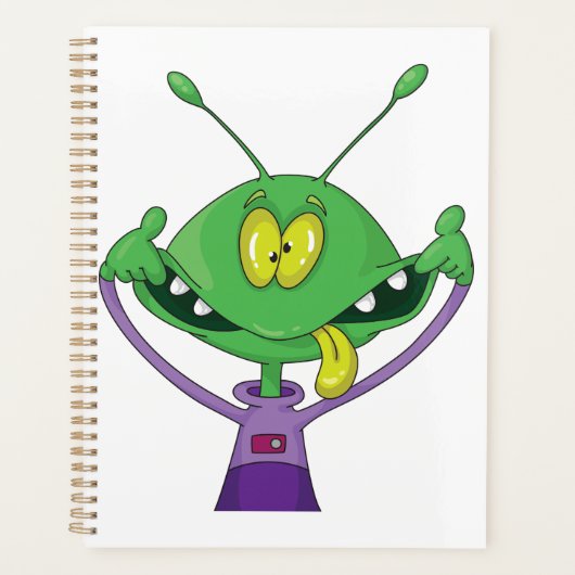Grappige groene alien met een dwaas gezicht planner (Voorkant)