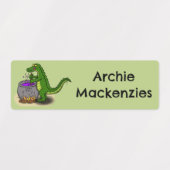 Grappige groene alligator koken cartoon gepersonal labels (Design 2)