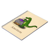 Grappige groene alligator tekenfilm koken notitieboek (Linkerzijde)