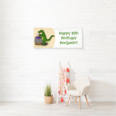 Grappige groene alligator tekenfilm koken spandoek (Insitu)