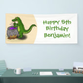 Grappige groene alligator tekenfilm koken spandoek (Beurs)