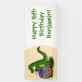 Grappige groene alligator tekenfilm koken spandoek (Verticaal)