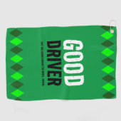 Grappige groene Argyle goede chauffeur ... Golfhanddoek (Horizontaal)