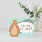 Grappige Groene Beer Ik Hou Van Jou Briefkaart (Staand voorkant)