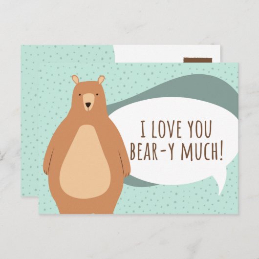Grappige Groene Beer Ik Hou Van Jou Briefkaart (Voorkant / Achterkant)