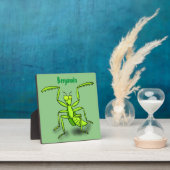 Grappige groene bidsprinkhaan cartoonillustratie fotoplaat (Insitu)