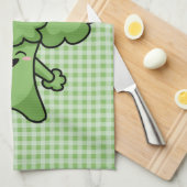 Grappige groene broccoli keukenhanddoek (Quarter Fold)