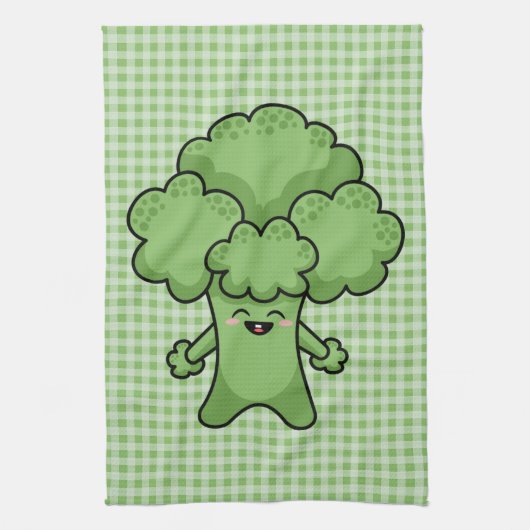 Grappige groene broccoli keukenhanddoek (Verticaal)