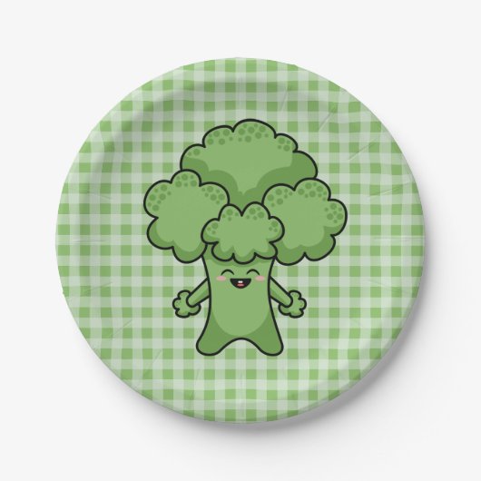 Grappige Groene Broccoli Papieren Bordje (Voorkant)