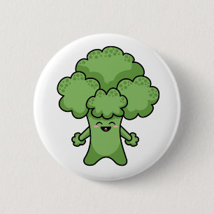 Grappige Groene Broccoli Ronde Button 5,7 Cm