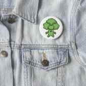 Grappige Groene Broccoli Ronde Button 5,7 Cm (In situ)