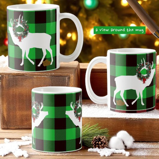 Grappige Groene Buffel Plaid Elk Pooh Krans Koffiemok