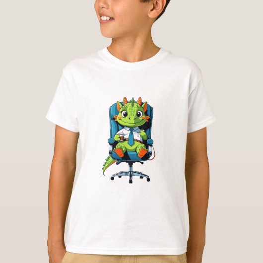 Grappige groene draak cartoon kids T-shirt (Voorkant)
