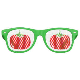 Grappige groene en rode tomaat partij tinten zonne retro zonnebril