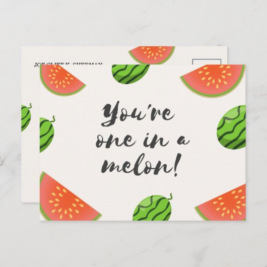 Grappige groene en rode watermeloen briefkaart (Voorkant / Achterkant)