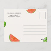 Grappige groene en rode watermeloen briefkaart (Achterkant)