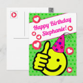 Grappige groene glimlach Gezicht Jouw naam Gefelic Briefkaart (Voorkant / Achterkant)