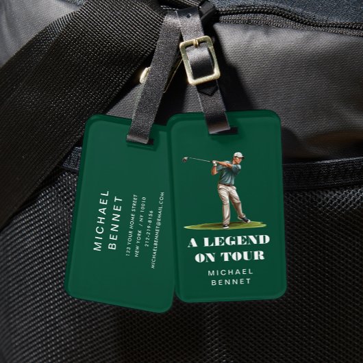 Grappige Groene Golfer Sport Bagagelabel