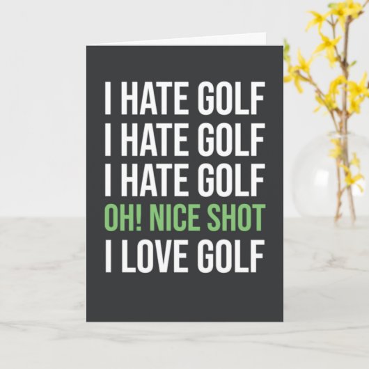 Grappige Groene Golfkaart Voor Golfer Humor Kaart (Gele Bloem)