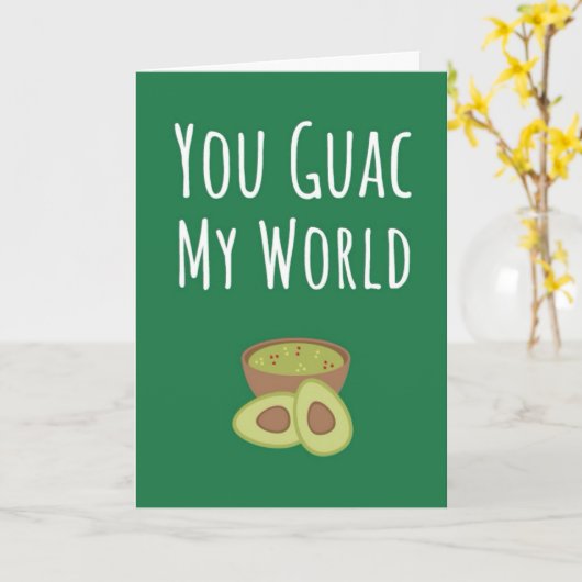 Grappige Groene Guacamole Kaarten Avocado Schattig (Gele Bloem)