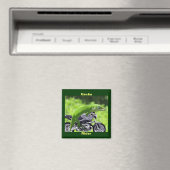 Grappige groene Hawaiian Gecko Rider Magnet (Insitu (Vaatwasser))
