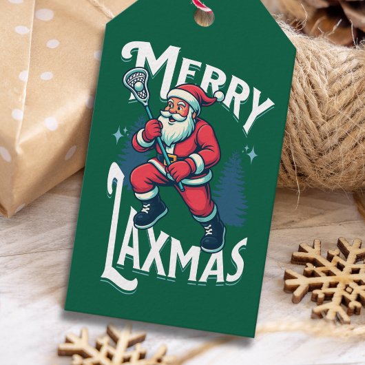 Grappige Groene Kerst Laxmas Lacrosse Cadeaulabel