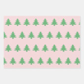 Grappige groene kerstbomen op Bord Roze Inpakpapier Vel (Voorkant 3)