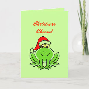 Grappige Groene Kikker Kerstman Pet Kerstgejuich Feestdagen Kaart