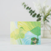 Grappige Groene Kikker onder Lily Pad Briefkaart (Staand voorkant)