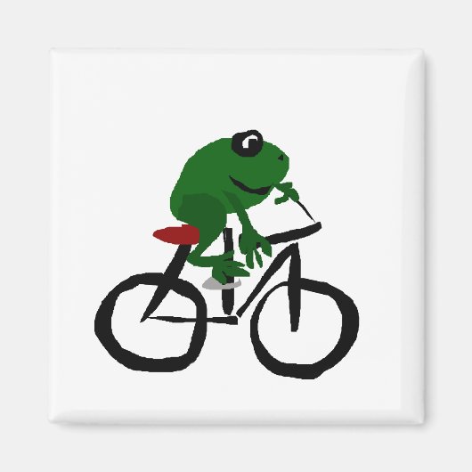 Grappige groene kikker op de fiets magneet (Voorkant)