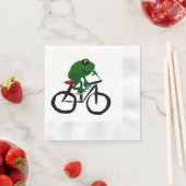 Grappige groene kikker op de fiets servetten (Insitu)