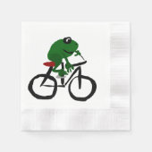 Grappige groene kikker op de fiets servetten (Voorkant)