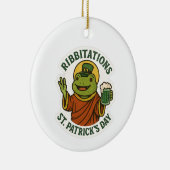 Grappige Groene Kikker St. Patrick's Dag  Keramisch Ornament (Rechts)