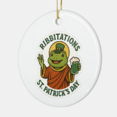 Grappige Groene Kikker St. Patrick's Dag  Keramisch Ornament (Links)