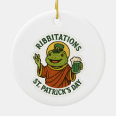 Grappige Groene Kikker St. Patrick's Dag  Keramisch Ornament (Achterkant)